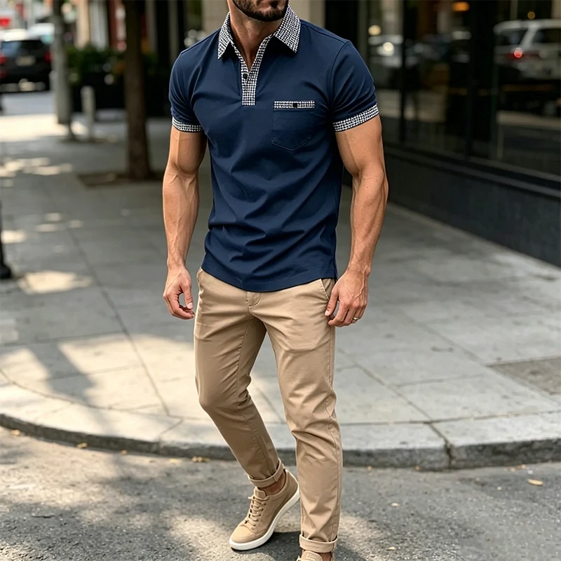 Mivanity Casual Plaid Collar Polo Shirts