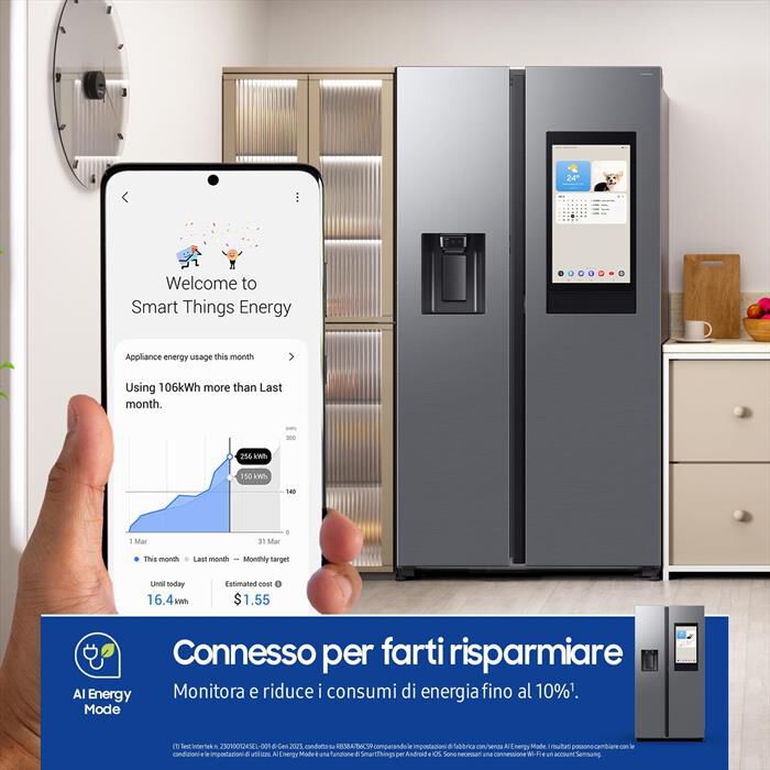 SAMSUNG - Frigorifero side by side RS90F66BETEF Classe E-Inox Spazzolato