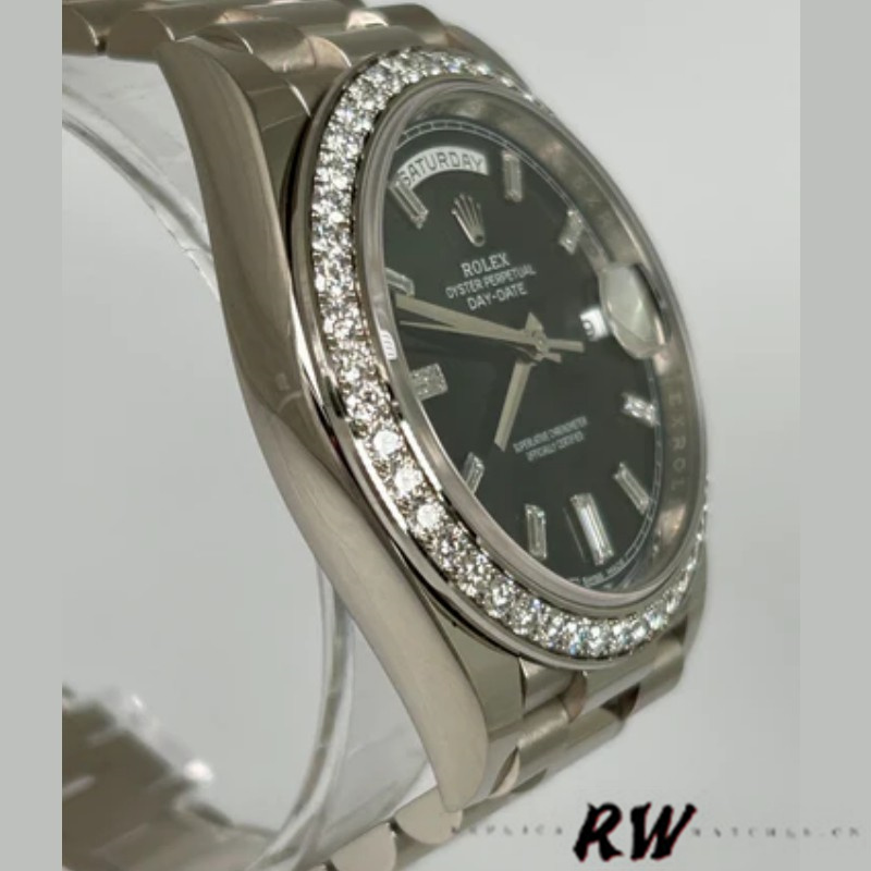 Rolex Day-Date 228349RBR Black Dial Diamond Bezel 40mm Mens Replica Watch