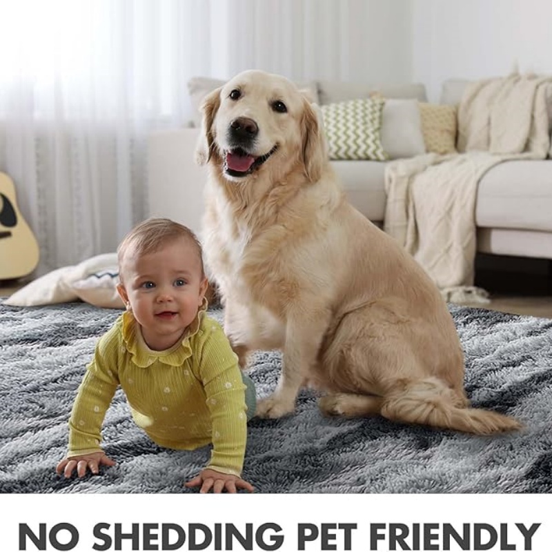 6x9 Ft Large Shag Black Rug for Living Room