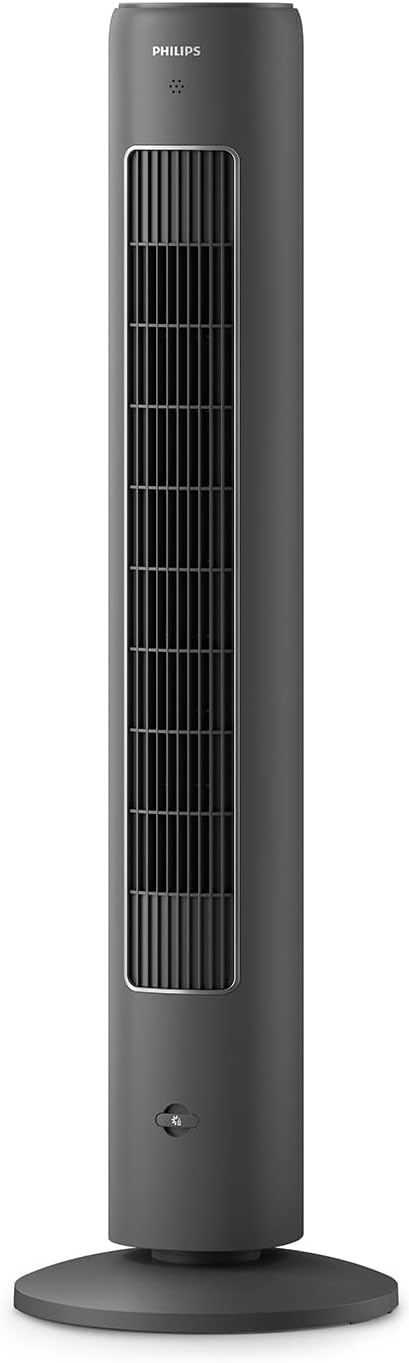 PHILIPS Turmventilator 5000 Serie, Grau, Fernbedienung, 2.230 m³/h Airflow | 105 cm, mit 28-46 dB(A), Timer, 3 Geschwindigkeitsstufen, Oszillation 60°, gleichmäßige Luftumwälzung (CX5535/11)
