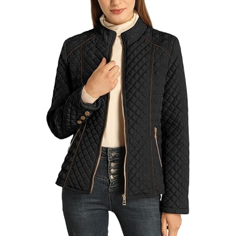 Women's Stand Collar Lightweight Quilted Puffer Jacket