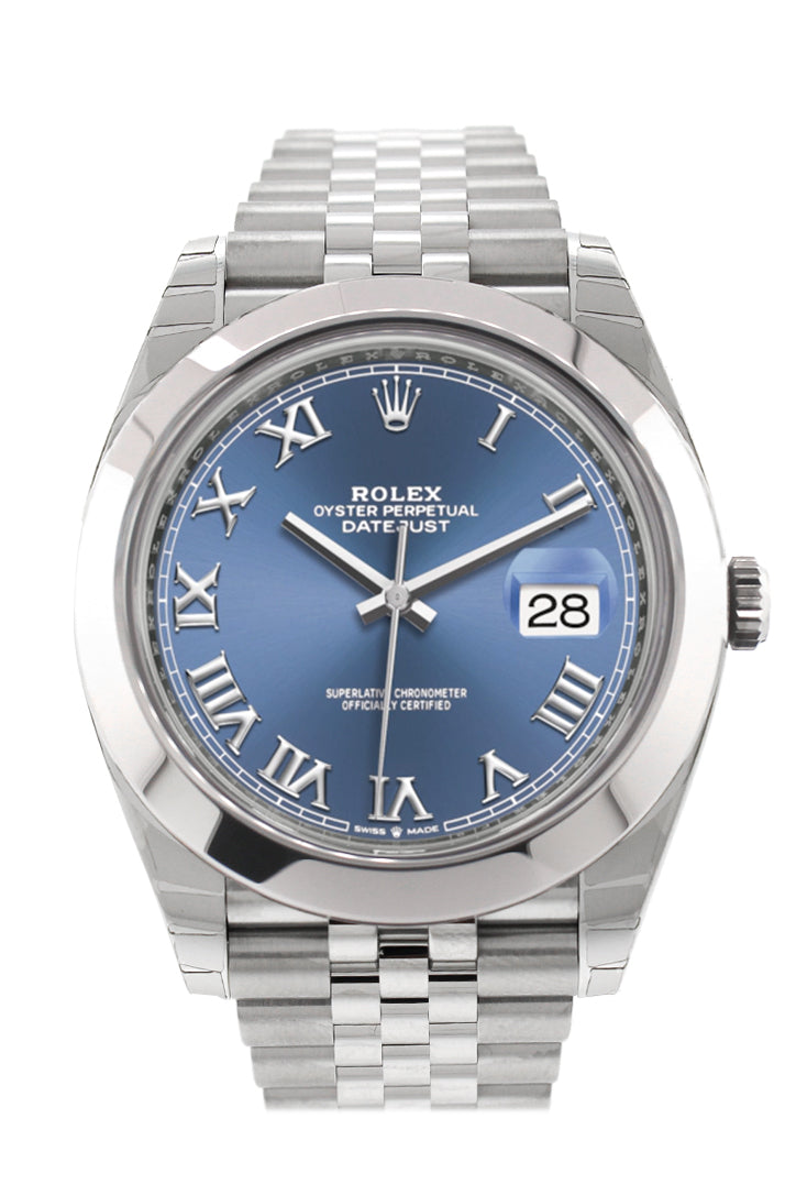 Rolex Datejust 41 Blue Roman Dial Automatic Jubilee Men's Watch 126300