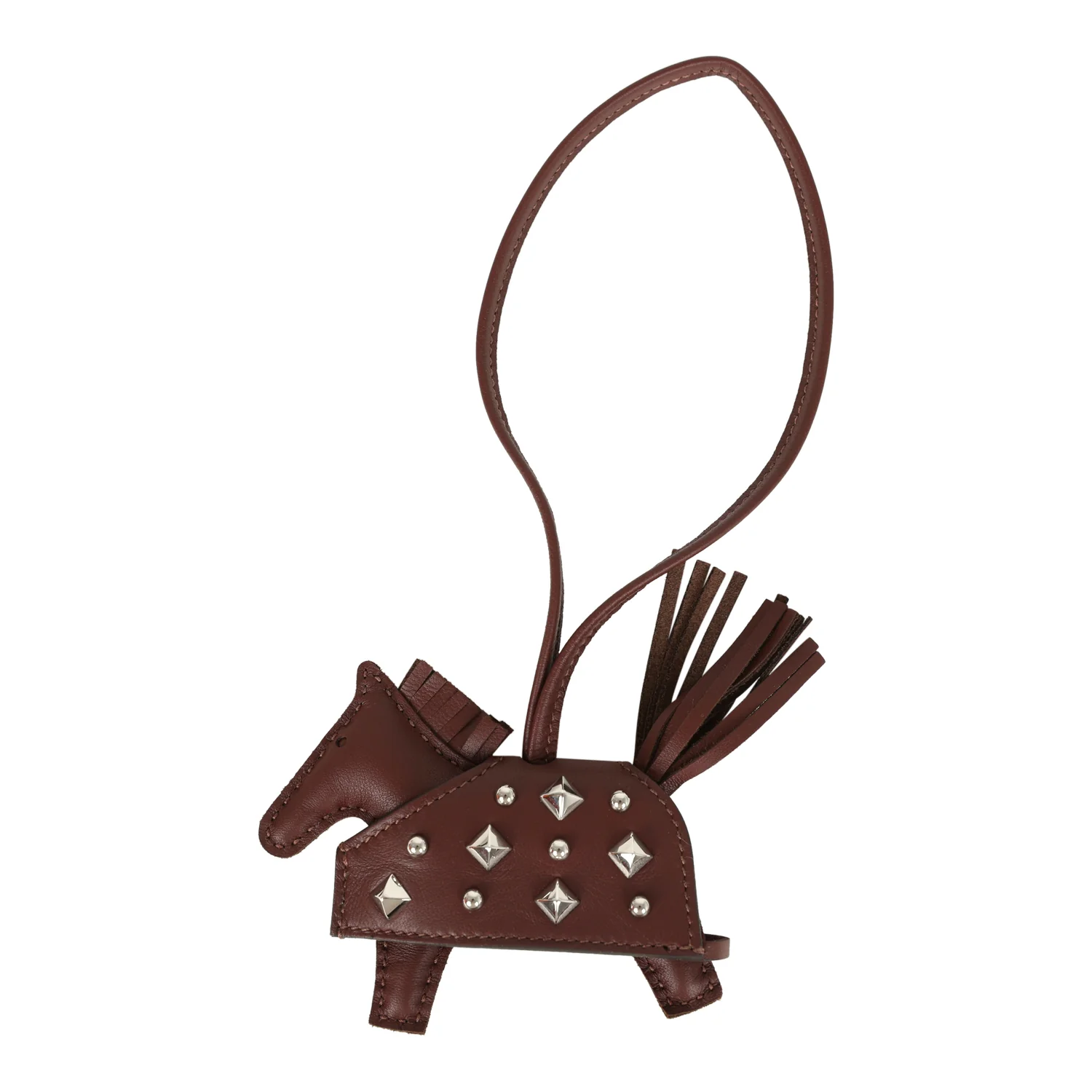 Hermes Rodeo Rock Bag Charm PM Terre Milo Lambskin Palladium Hardware