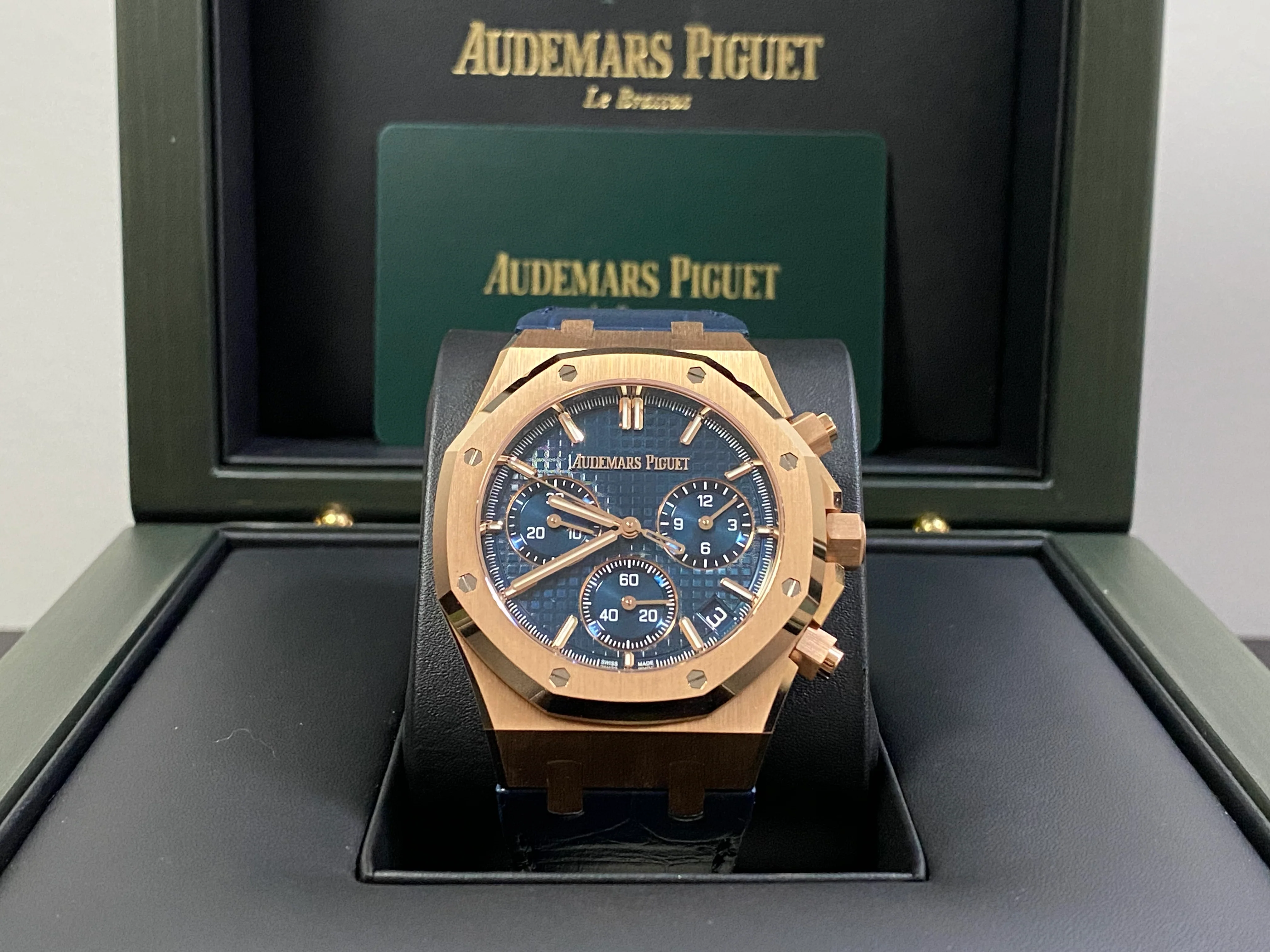 Audemars Piguet,Royal Oak Chronograph Royal Oak Chronograph - 2023 - Blue Grand Tapisserie Dial - Leather Strap - 26240OR.OO.D315CR.02