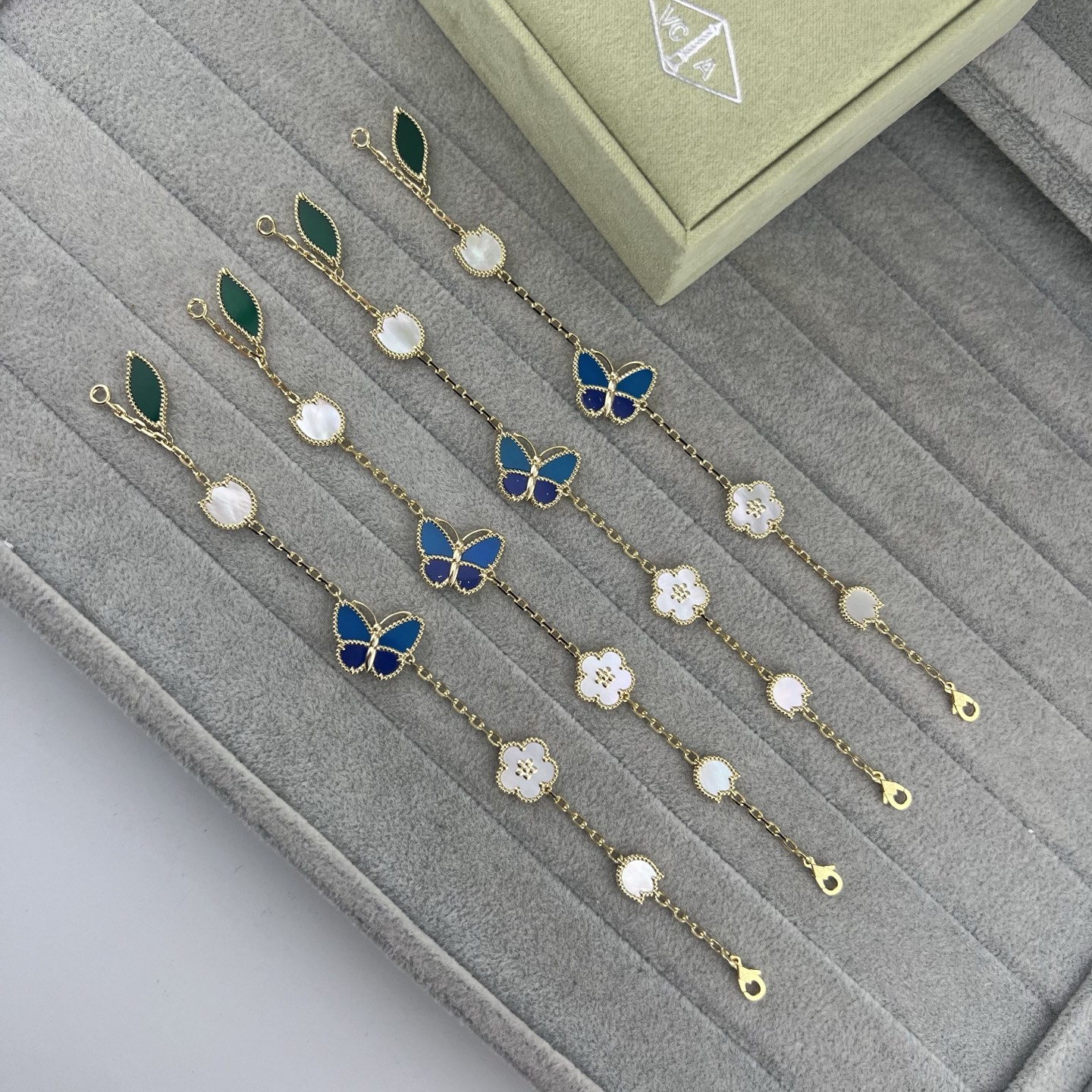 Custom-made natural stone butterfly, flower, and leaf combination bracelet - Artisantouchss