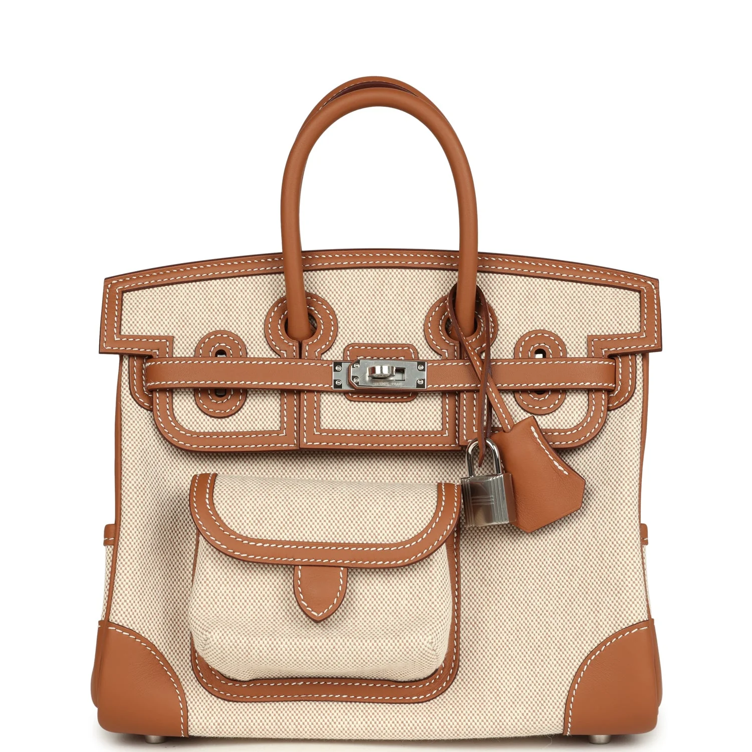 Hermes Birkin 25 Cargo Ecru-Beige Toile H and Gold Swift Palladium Hardware