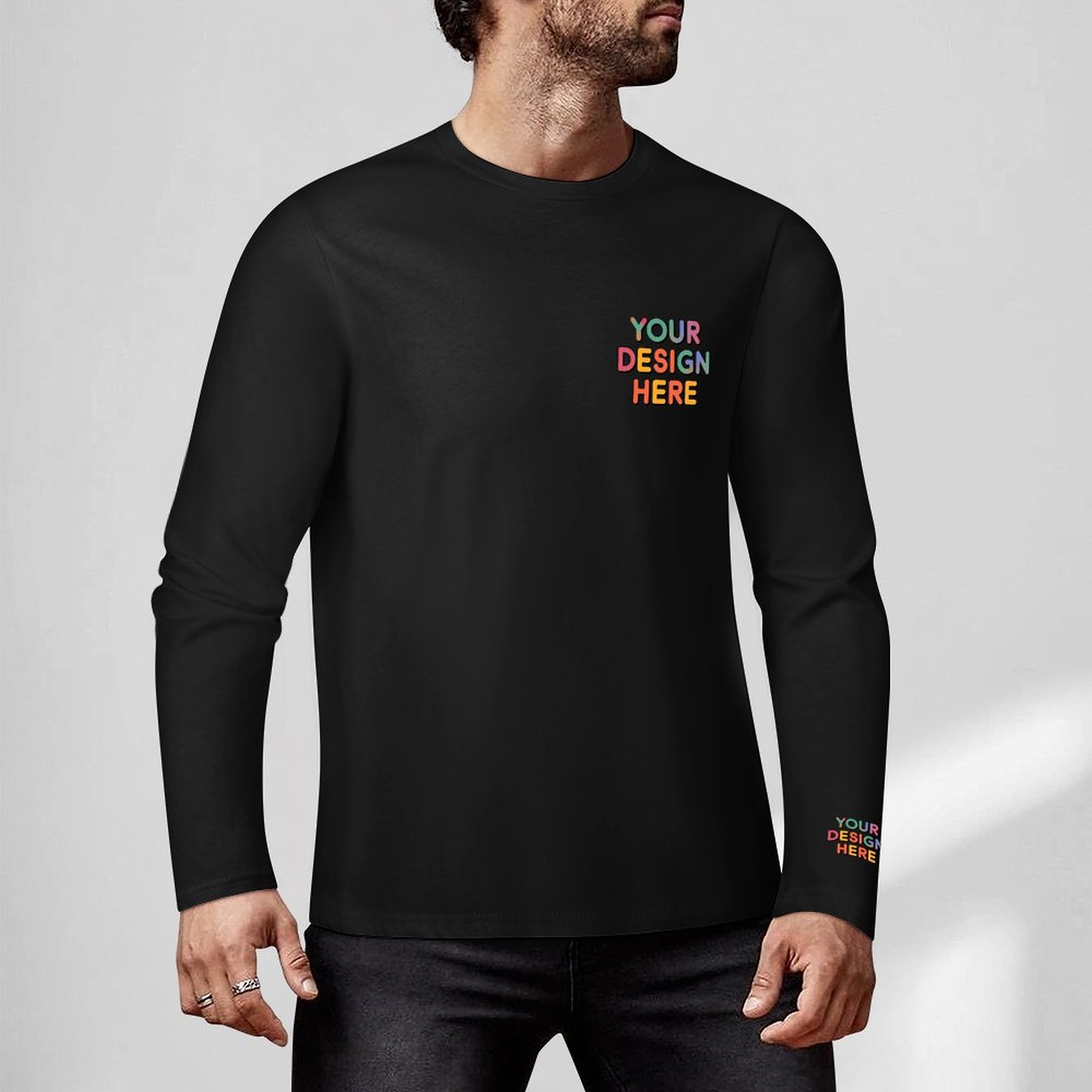 Custom Men’s Premium 160g Pure Cotton Long Sleeved T-Shirt