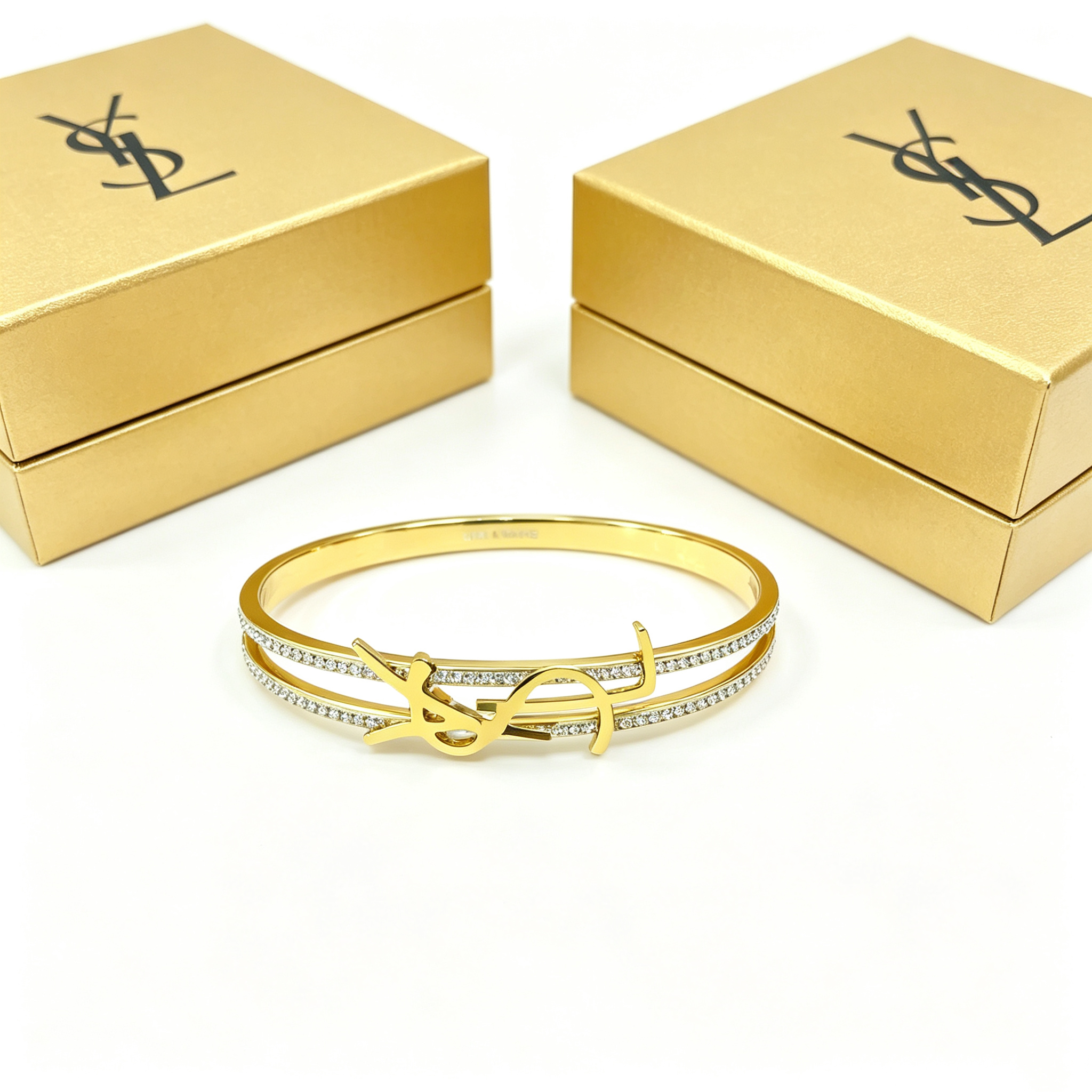 YLS — Double-layer Diamond-set Metal Bangle