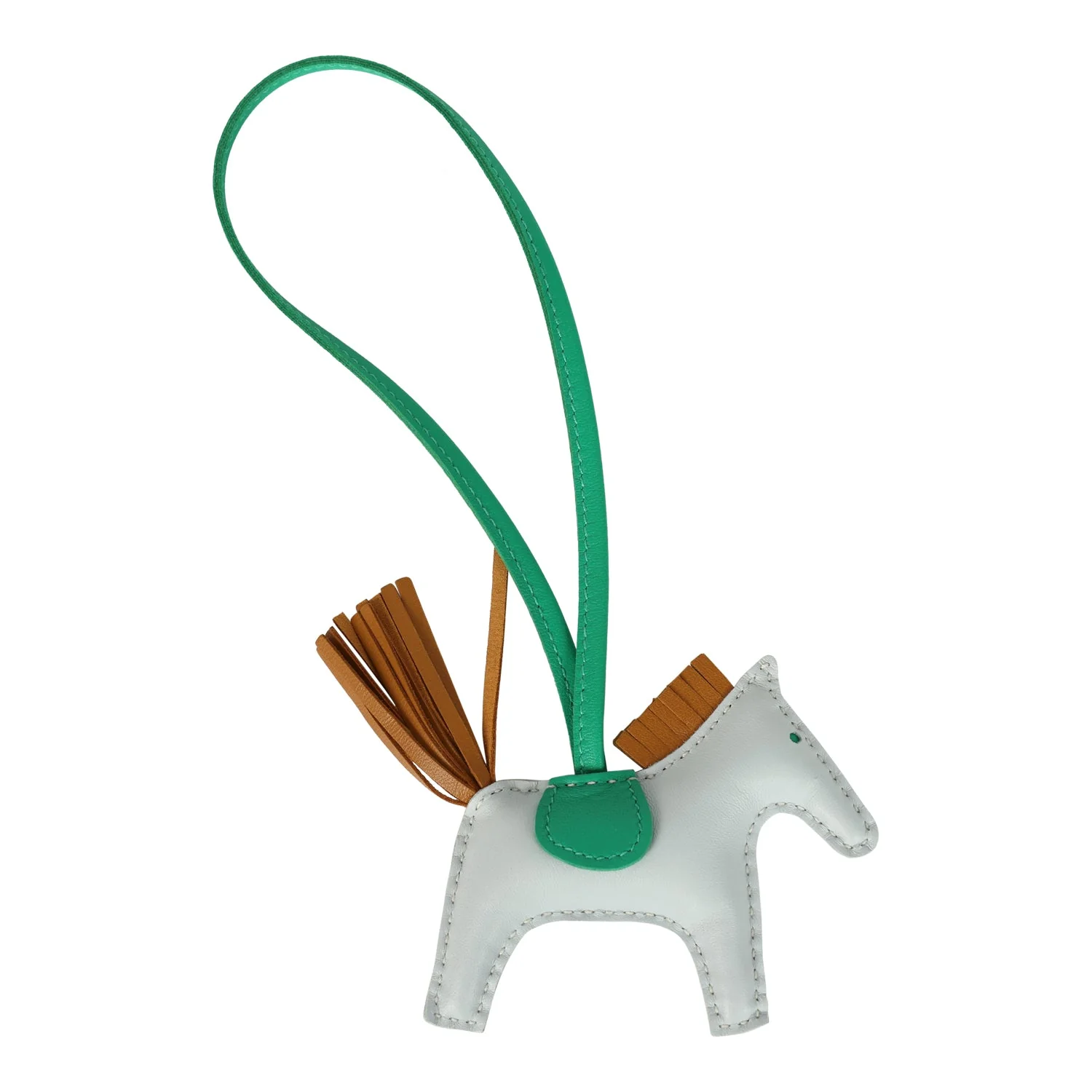 Hermes Rodeo Bag Charm PM Bleu Brume, Sesame & Menthe Milo Lambskin