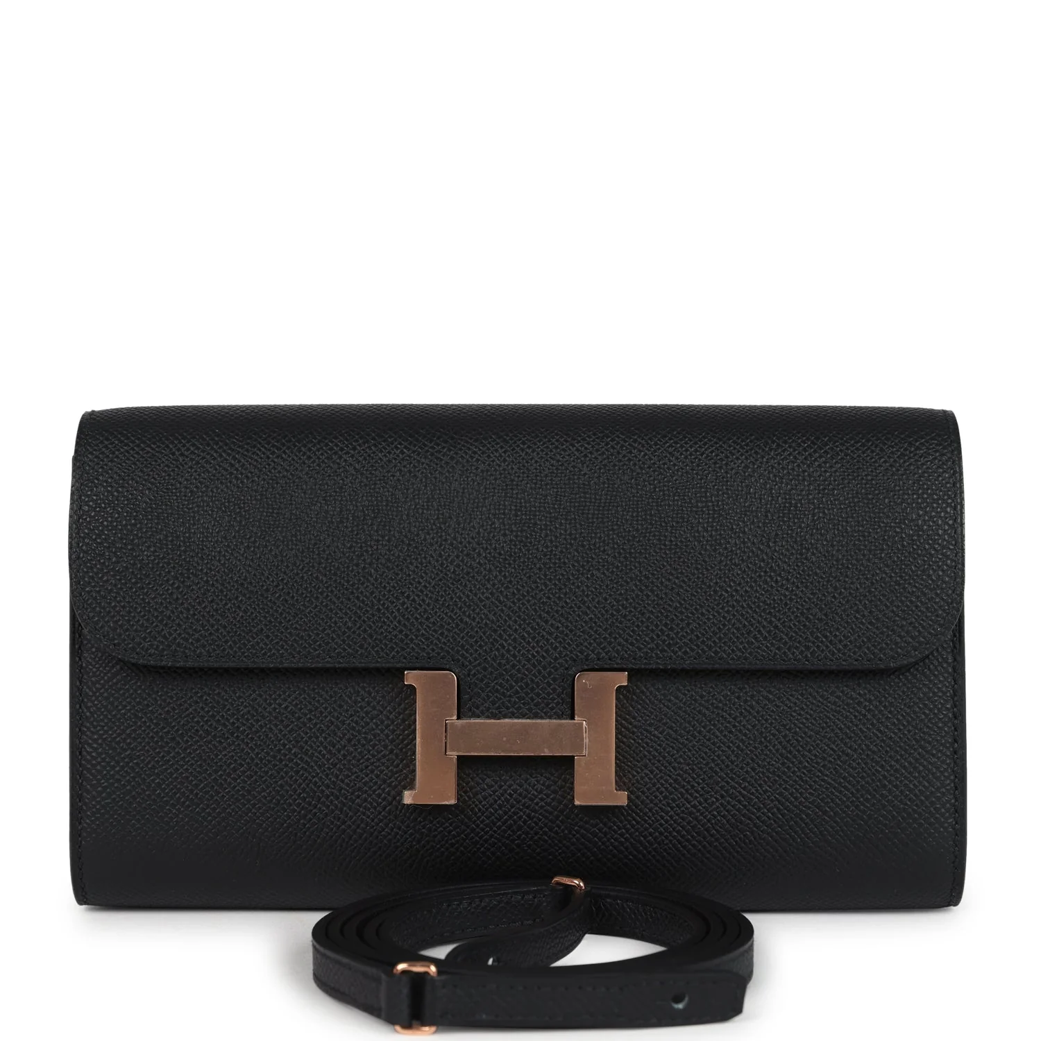 Hermes Constance Wallet To Go Black Epsom Rose Gold Hardware