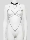 DOMINIX Deluxe Open-Body Chain Harness with Leather Collar