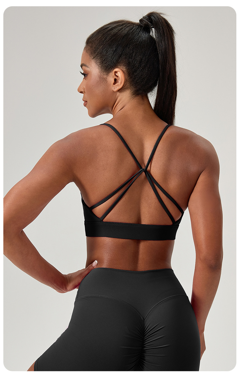 European and American style yoga bra, women's sexy back sports bra, push-up and shock absorption fitness running sports bra