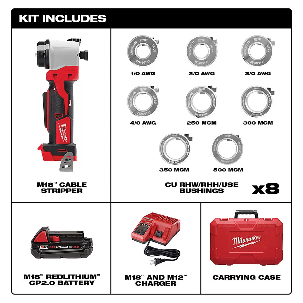 Milwaukee 2935X-21 M18 18V Cable Stripper Kit for Copper RHW, RHH, USE