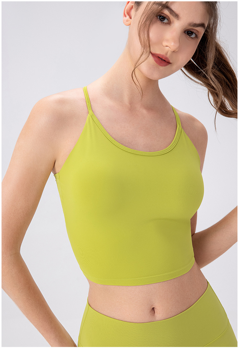 Women's Summer Yoga Bra Backless Tank Top with Padded Bra, Shock-absorbing and Breathable Dance Fitness Vest Yoga Clothes
