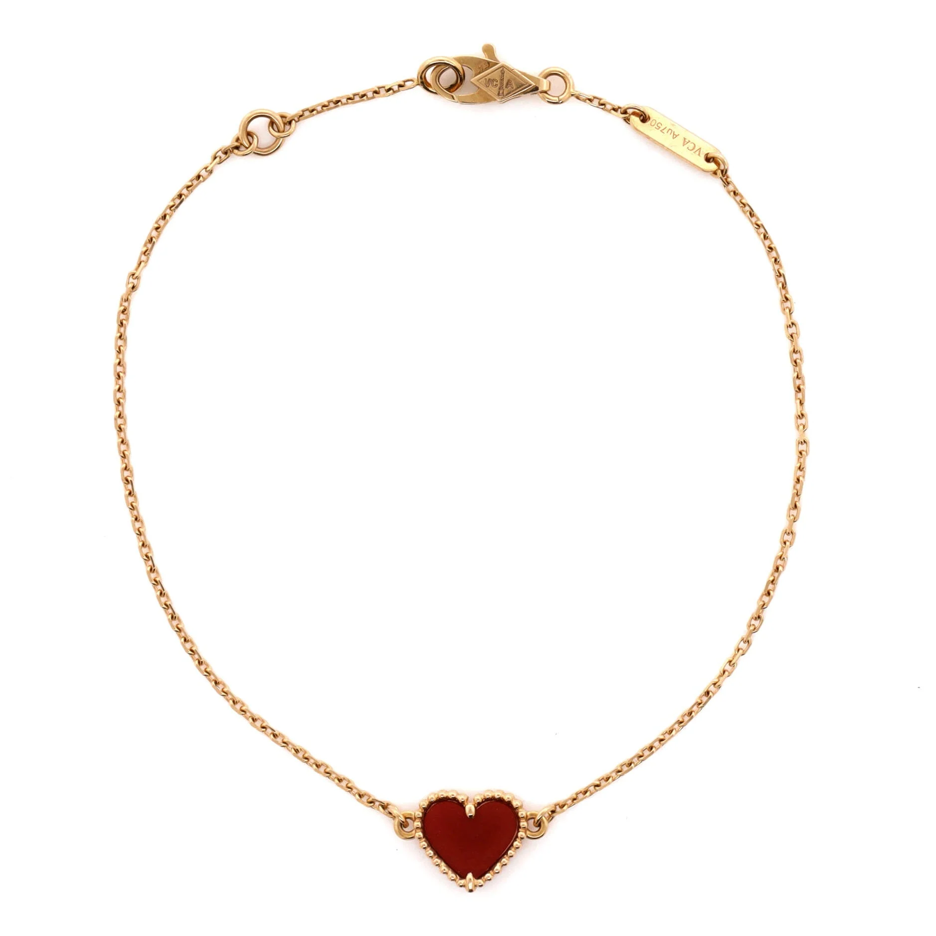 Sweet Alhambra Heart Bracelet 18K Rose Gold with Carnelian