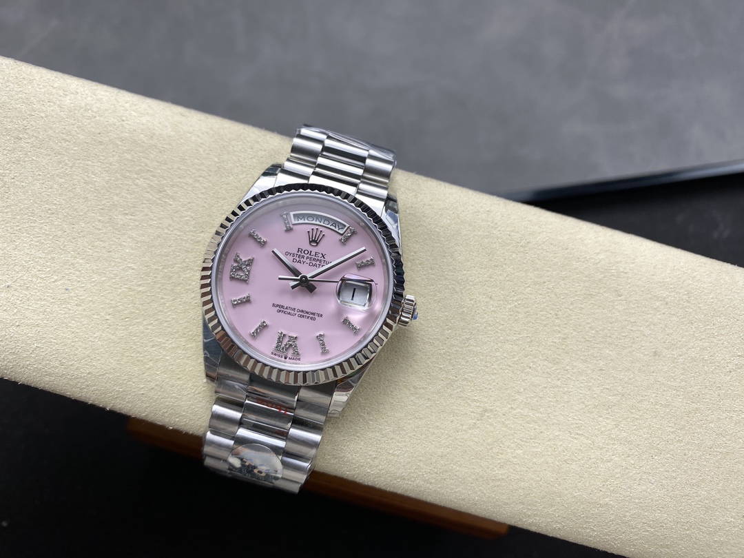 Rolex Day-Date 128239 White Gold Pink Opal Dial 36MM Unisex Replica Watch