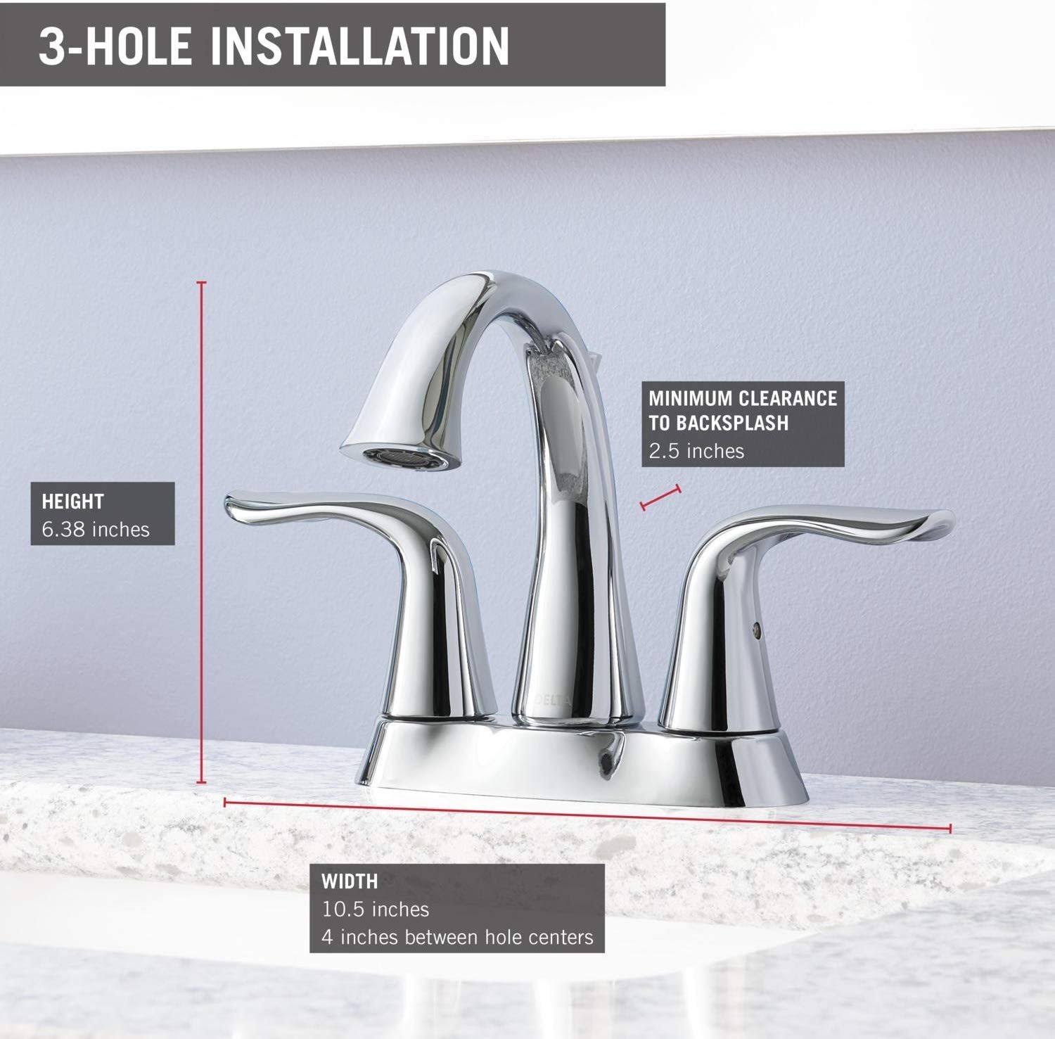 Delta 2538-MPU-DST Lahara Two Handle Centerset Bathroom Faucet, Chrome