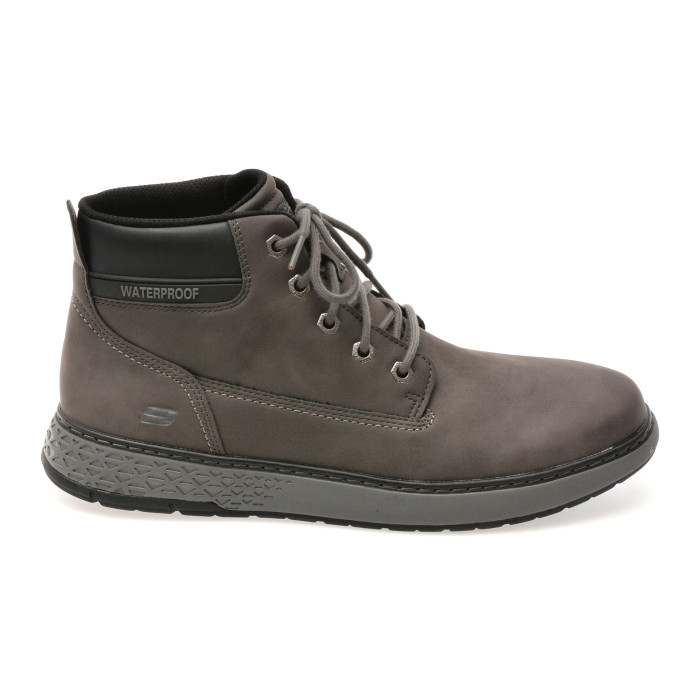 Ghete SKECHERS gri, GARLAN, din piele ecologica