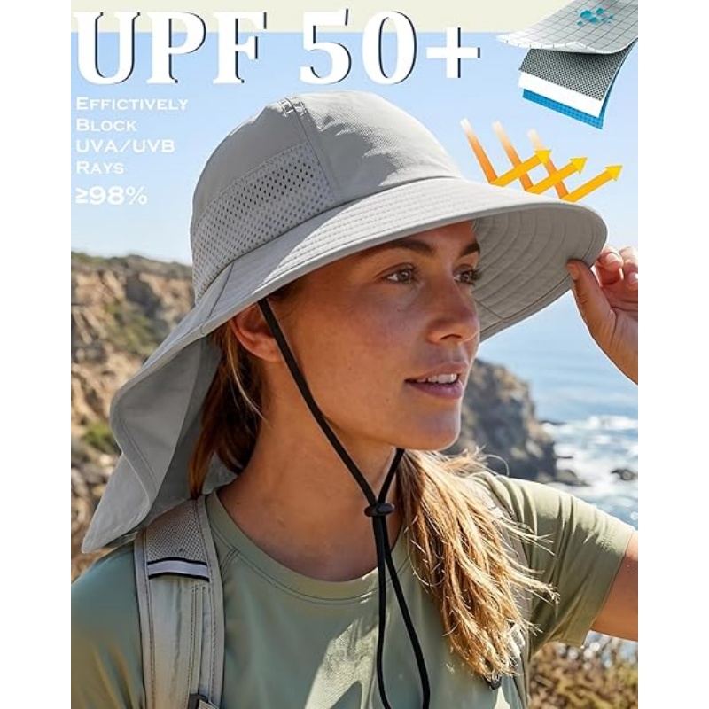 Sun Hat for Women with Neck Flap