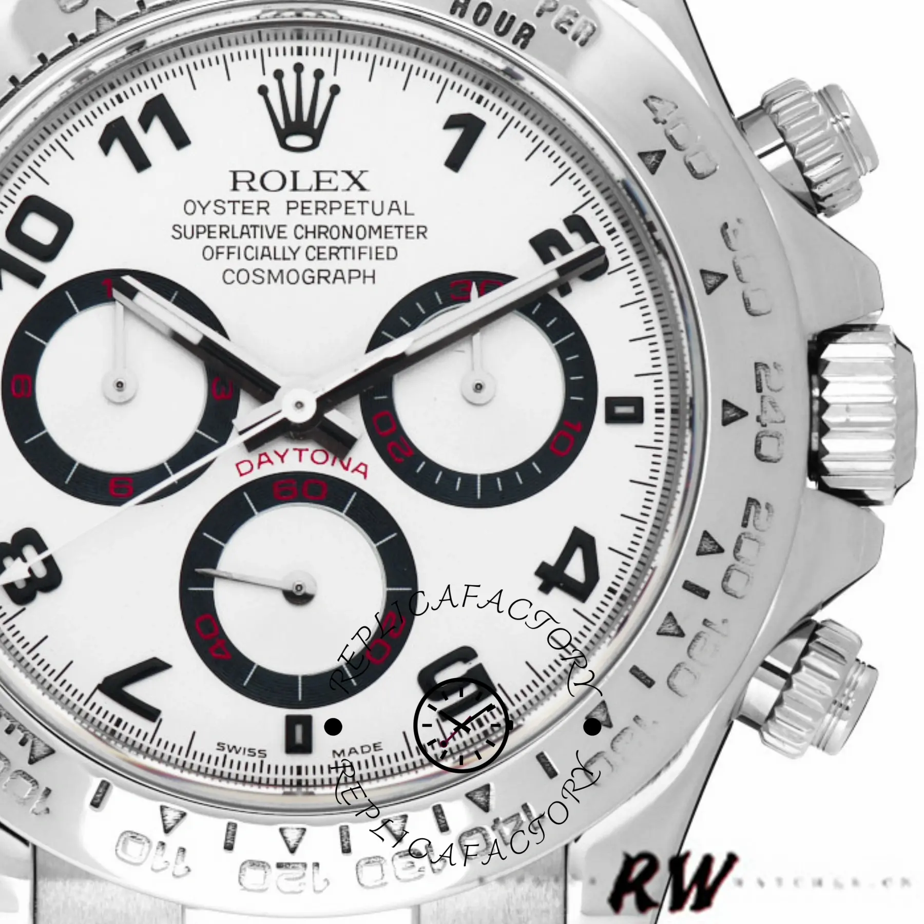 Rolex Daytona 116519 Black Alligator Leather strap White Dial 40mm Mens Replica Watch