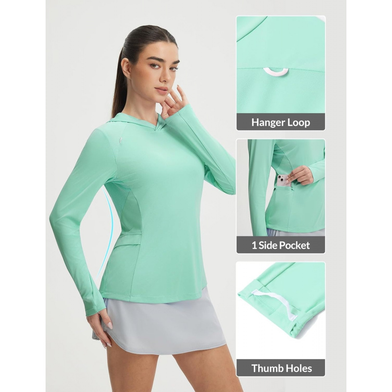 AURETOP Women's Sun Shirts UPF 50+ Mesh Back Lightweight Long