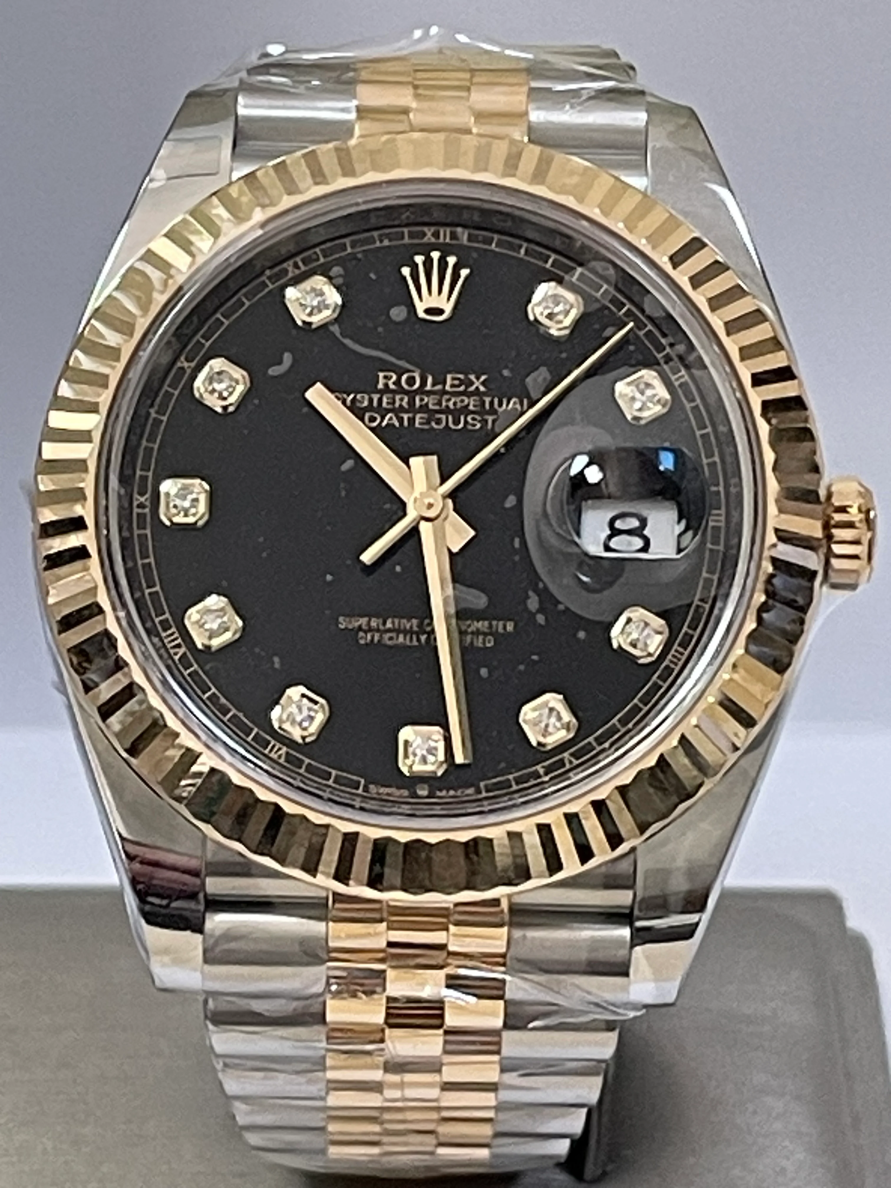 Rolex Steel and Yellow Gold Datejust 41  - 2023 - Fluted Bezel - Black Diamond Dial - Jubilee Bracelet - 126333