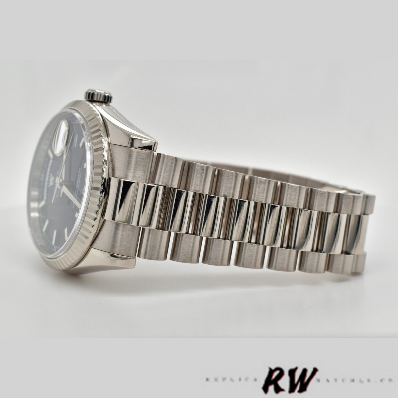 Rolex Day-Date 118239 White Gold Black Dial Fluted Bezel 36mm Unisex Replica Watch