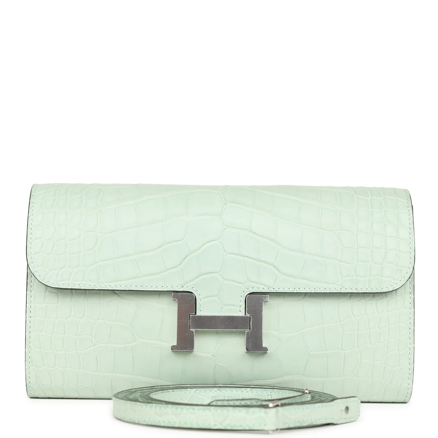 Hermes Constance Wallet To Go Vert D'eau Matte Alligator Palladium Hardware