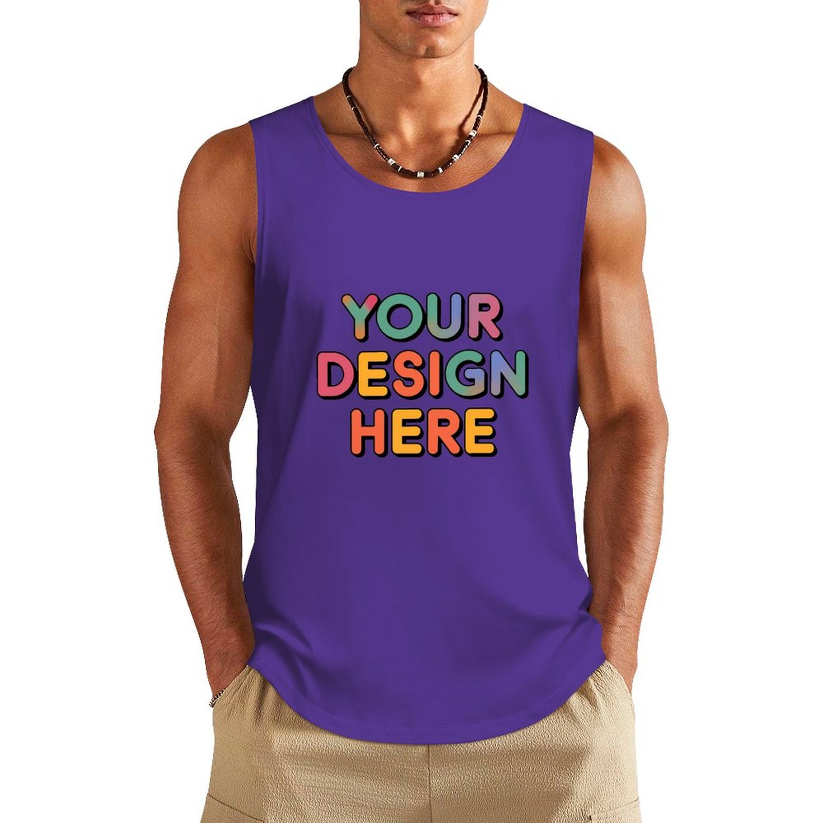 Personalized Custom Men’s 100% Cotton Sleeveless Vest