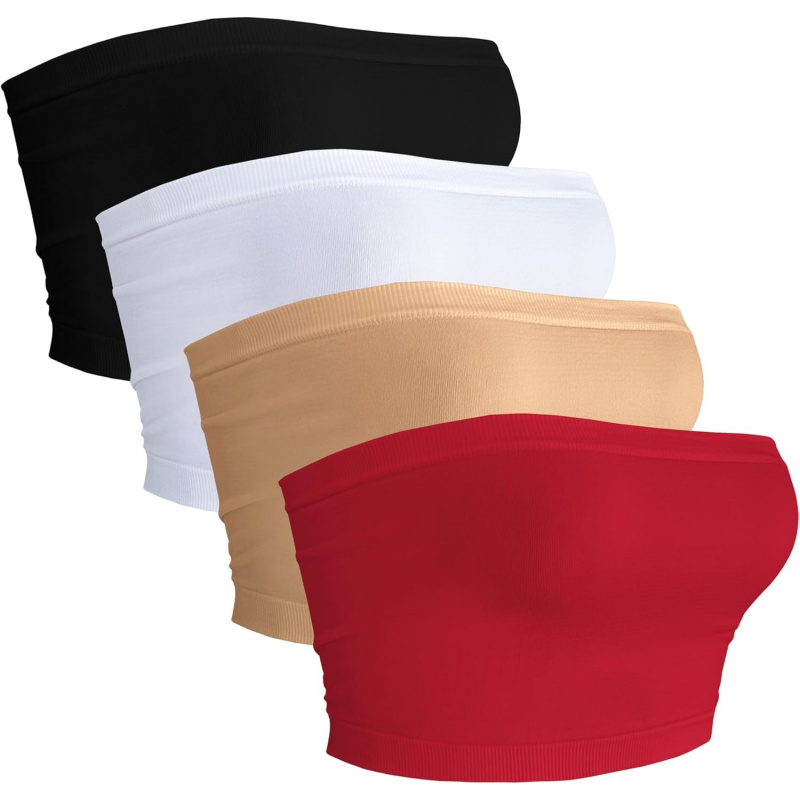 AURETOP 4 Pieces Tube Top Strapless Tops