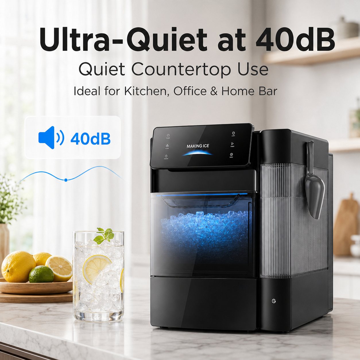 🔥Summer Deal🔥 Nugget Ice Maker – Soft Chewable Ice in 6 Minutes