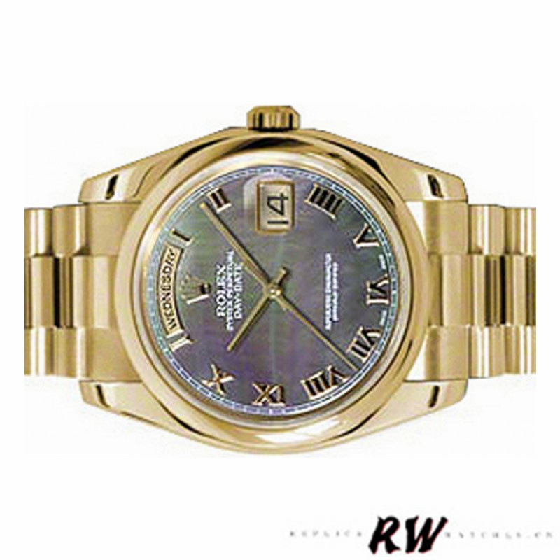 Rolex Day-Date 118238 Dark Mother Of Pearl Dial Yellow Gold 36mm Unisex Replica Watch