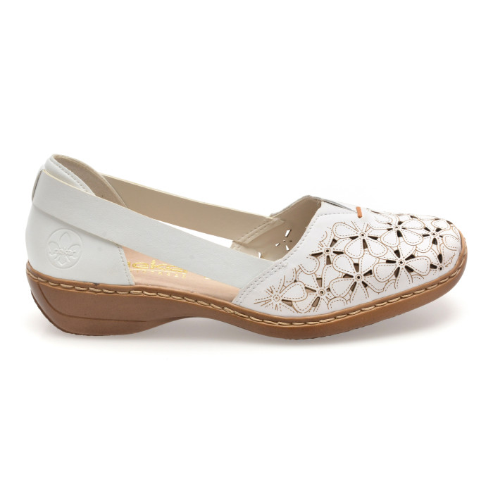 Pantofi RIEKER albi, 41356, din piele naturala