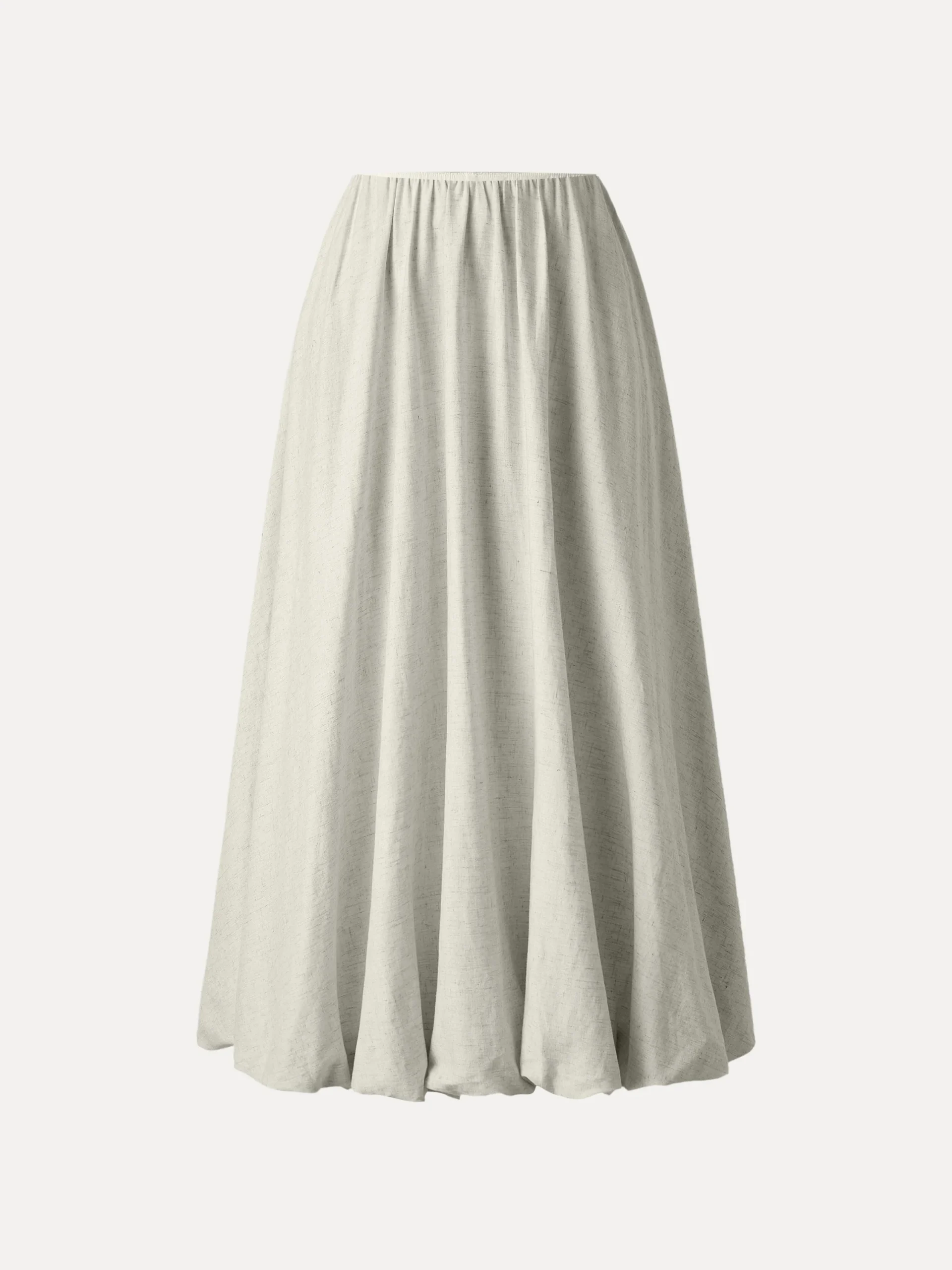 European Linen Bubble Maxi Skirt with Pockets