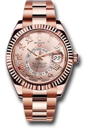 Rolex,Sky-Dweller Everose Gold Sky-Dweller Watch - Sundust Sunray Roman Dial - Oyster Bracelet - 326935 su