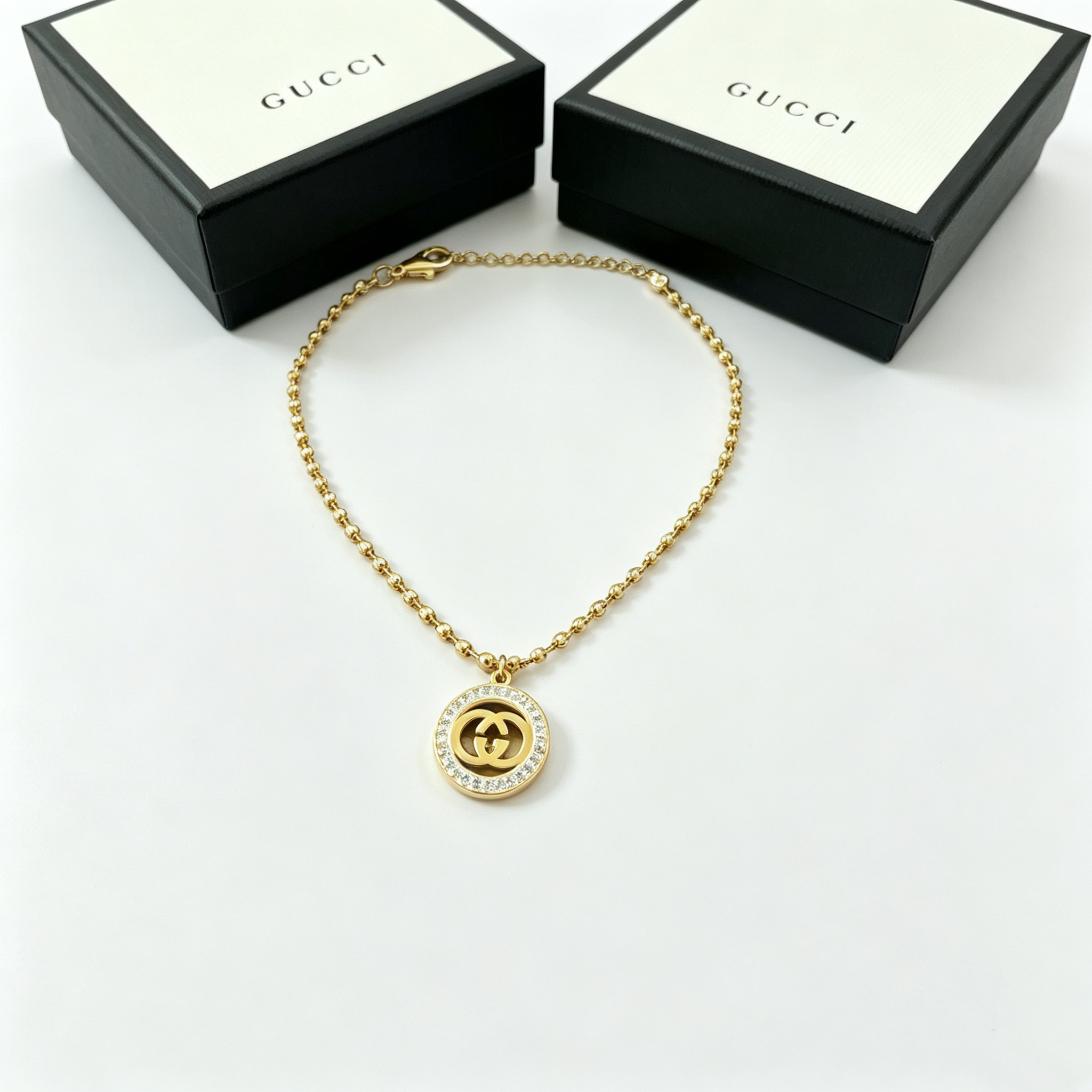 C—Metal Bracelet Pendant with Diamond Inlay