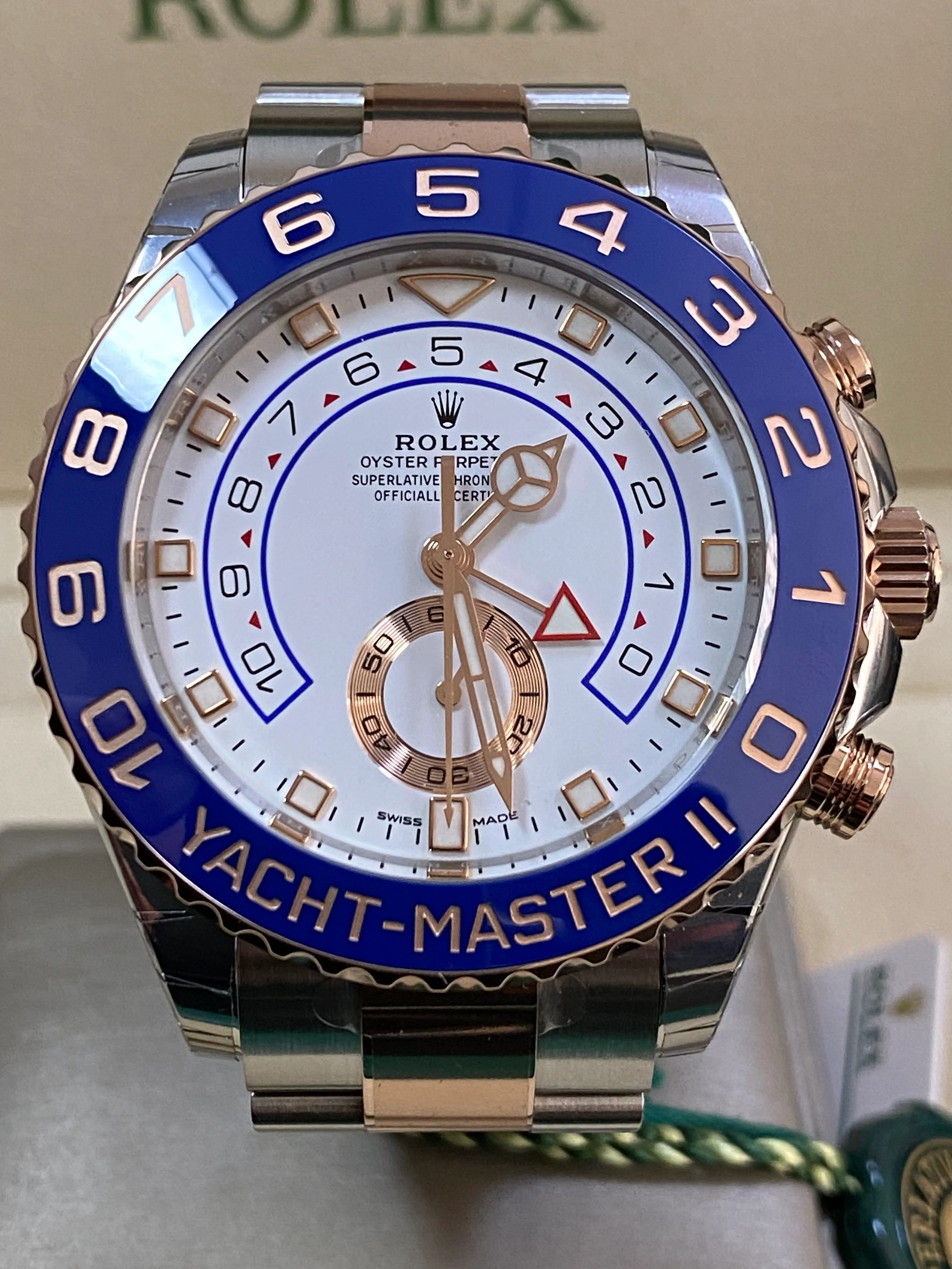 Rolex Steel and Everose Gold Yacht-Master II - 2023 - White Dial - 116681 *FULL STICKERS*