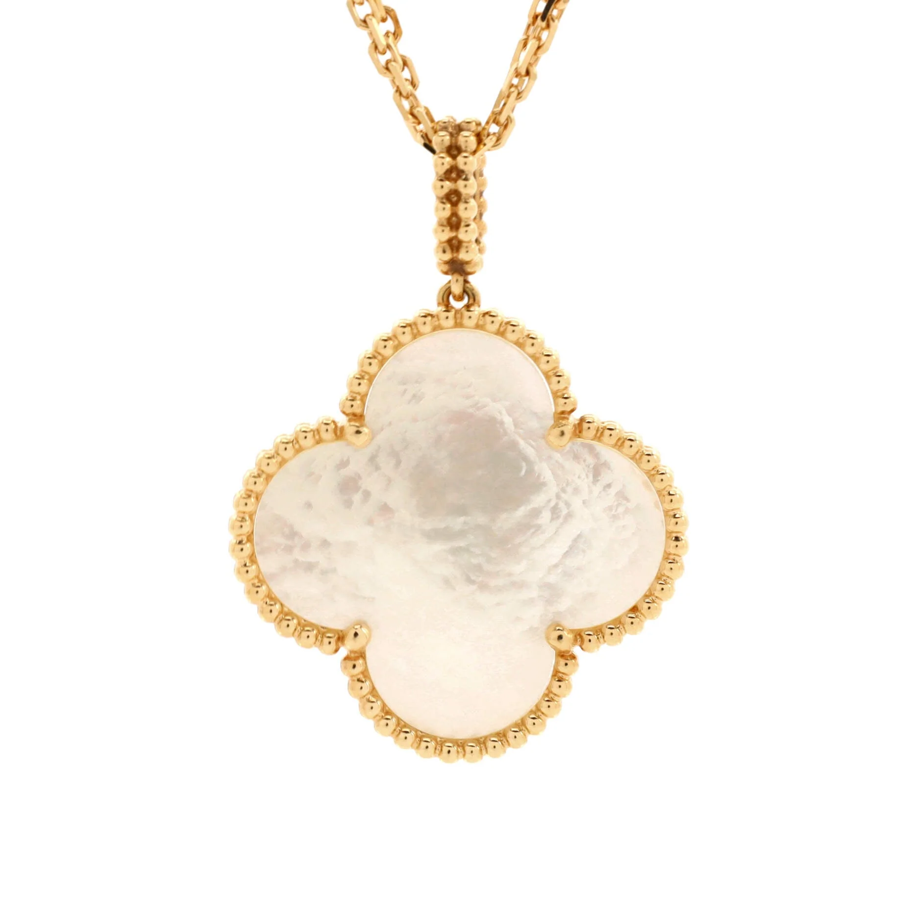 Magic Alhambra Long Necklace 18K Yellow Gold and Mother of Pearl
