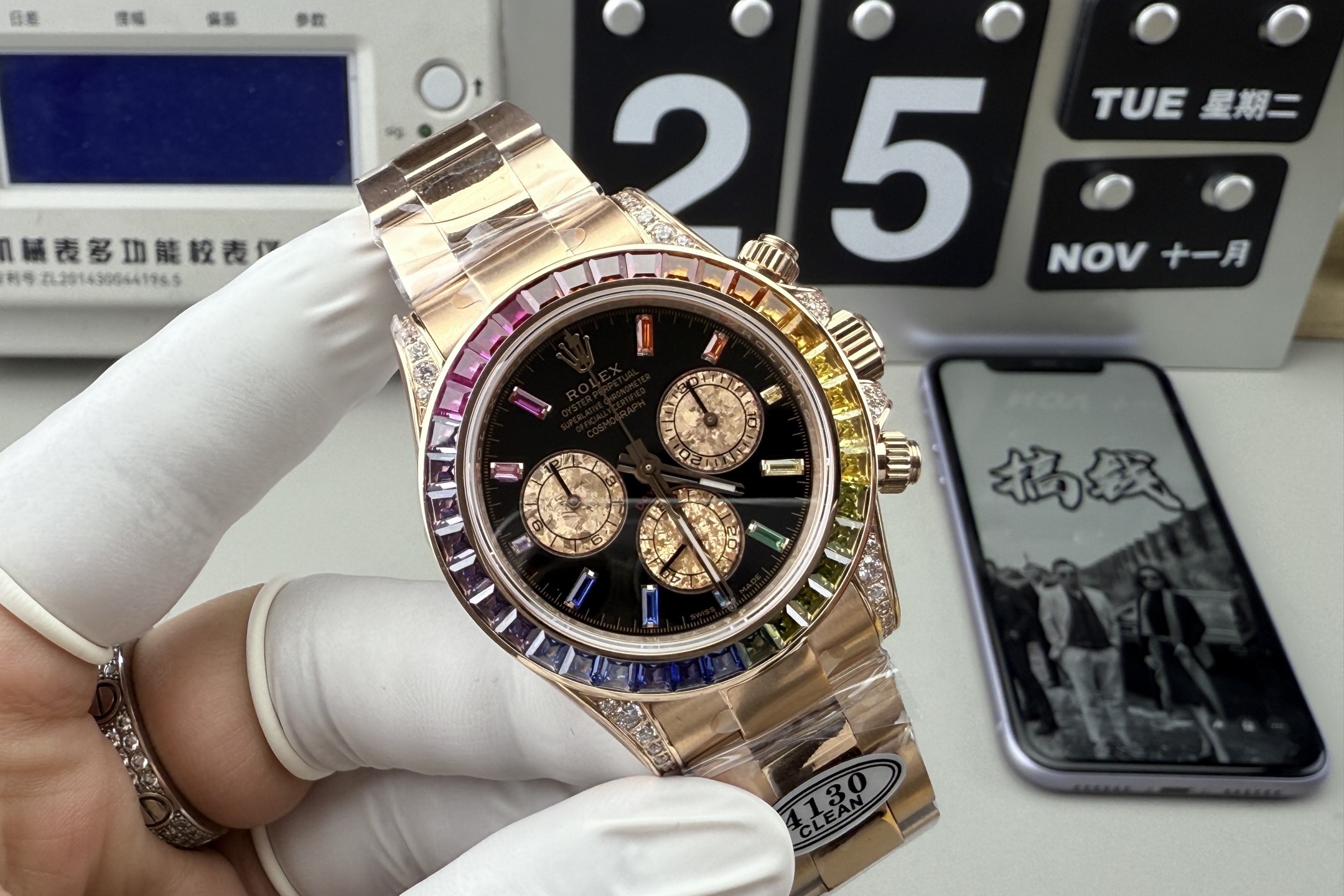 Clean Factory V4 Rolex Daytona 116595 RBOW – 4130 Movement & Rainbow Bezel