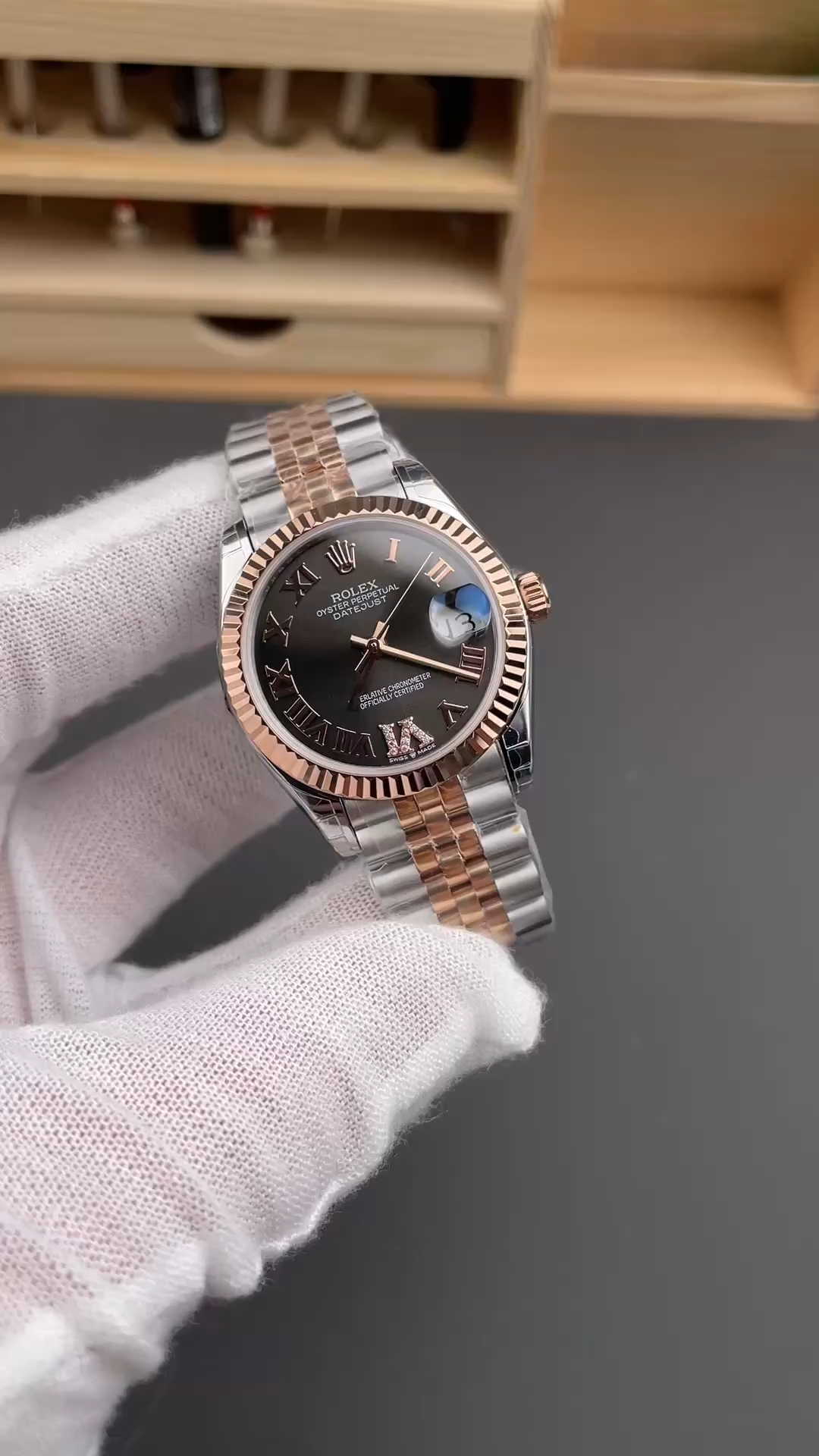 Rolex Datejust 31 Slate Grey Dial Diamond VI 278271 0030 Women's Watch