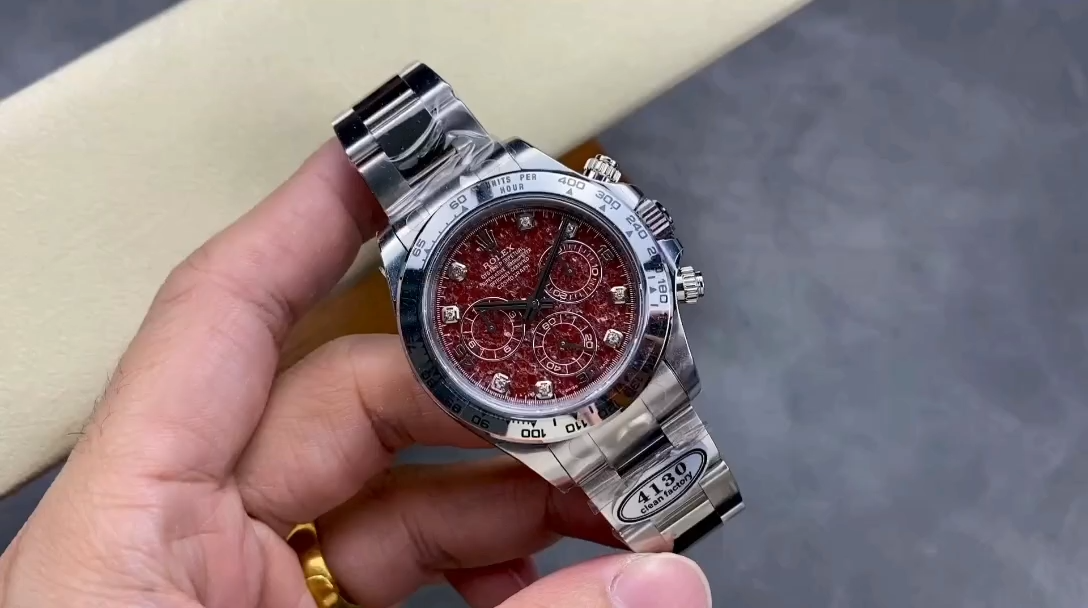 Rolex Cosmograph Daytona 40MM White Gold Rare Rubellite Dial 116509 Men's Watch