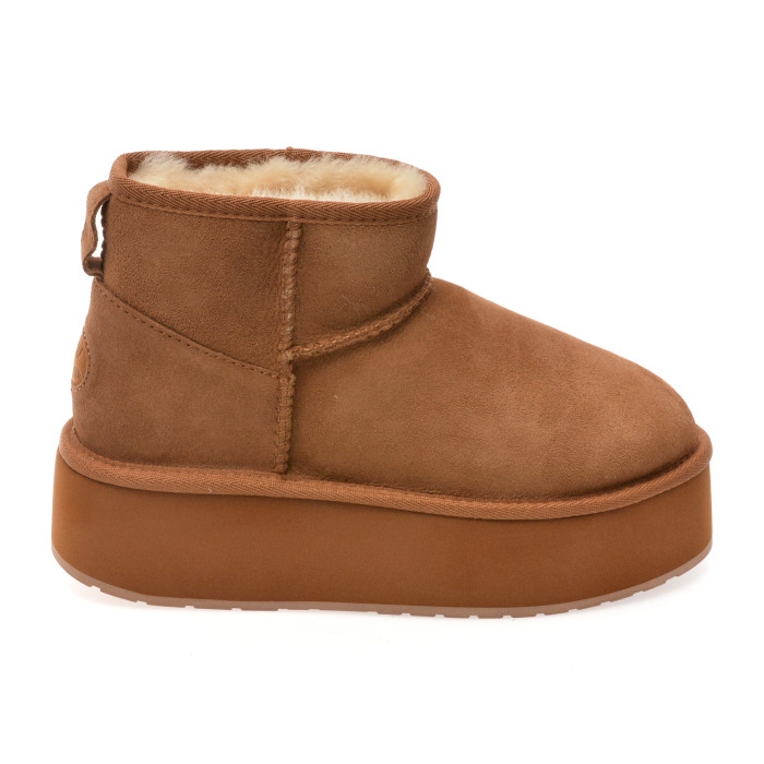 Ghete EMU maro, STINGER MICRO FLATFORM, din piele intoarsa