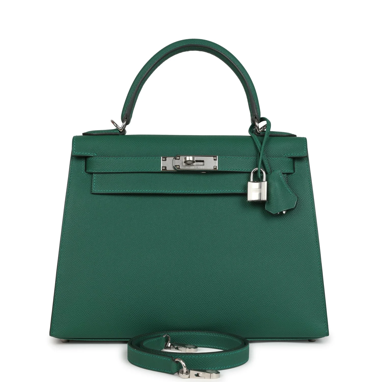 Hermes Kelly Sellier 28 Vert Moyen Epsom Palladium Hardware