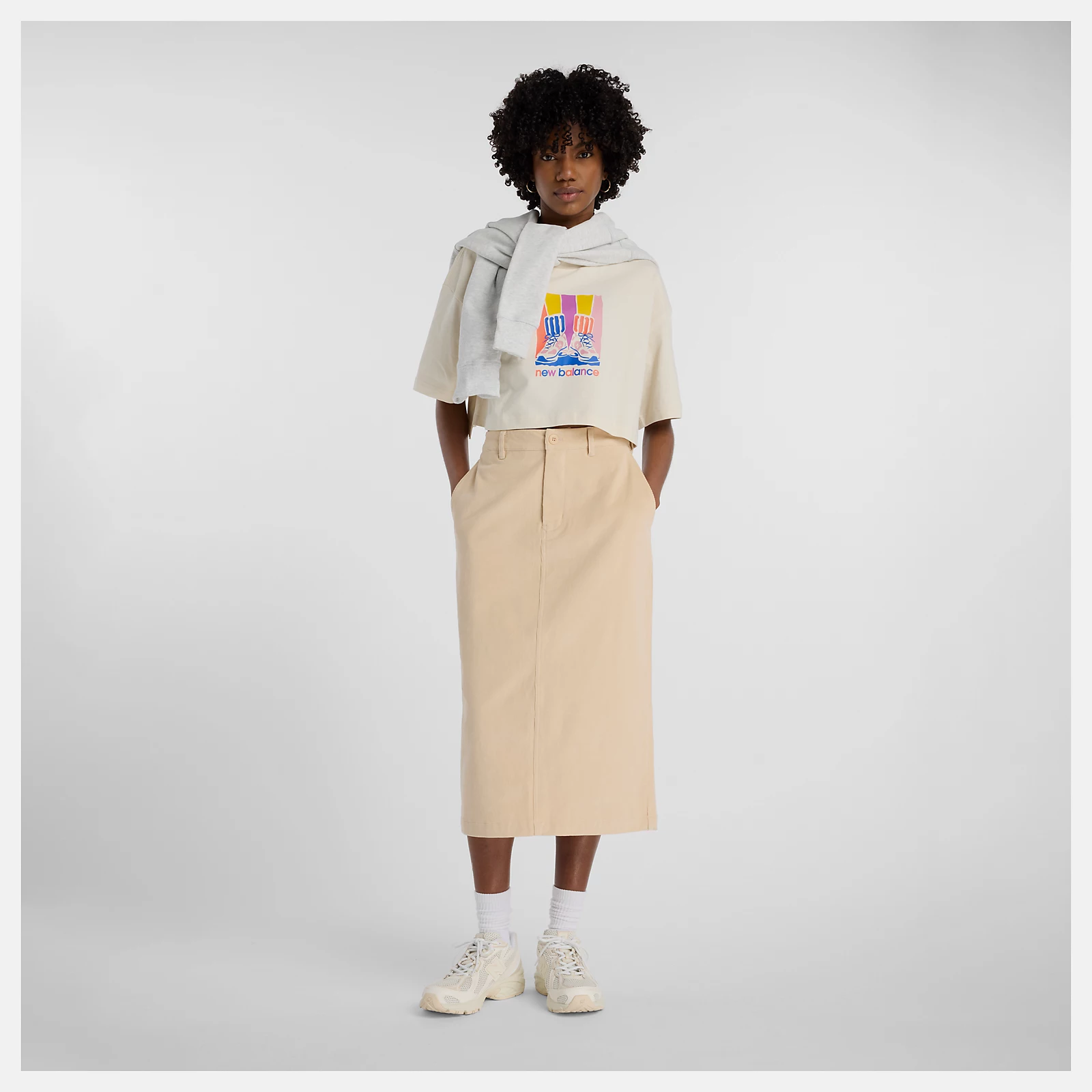 Stretch Corduroy Midi Skirt