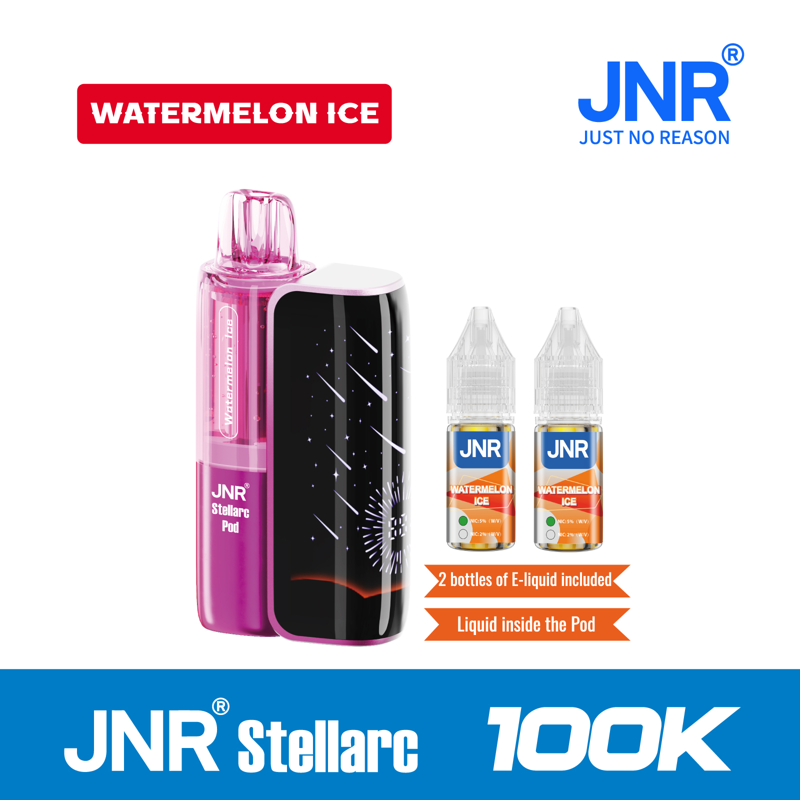 Watermelon lce | JNR Stellarc 100K Puffs Kit - Refillable & Replaceable Pod Vape