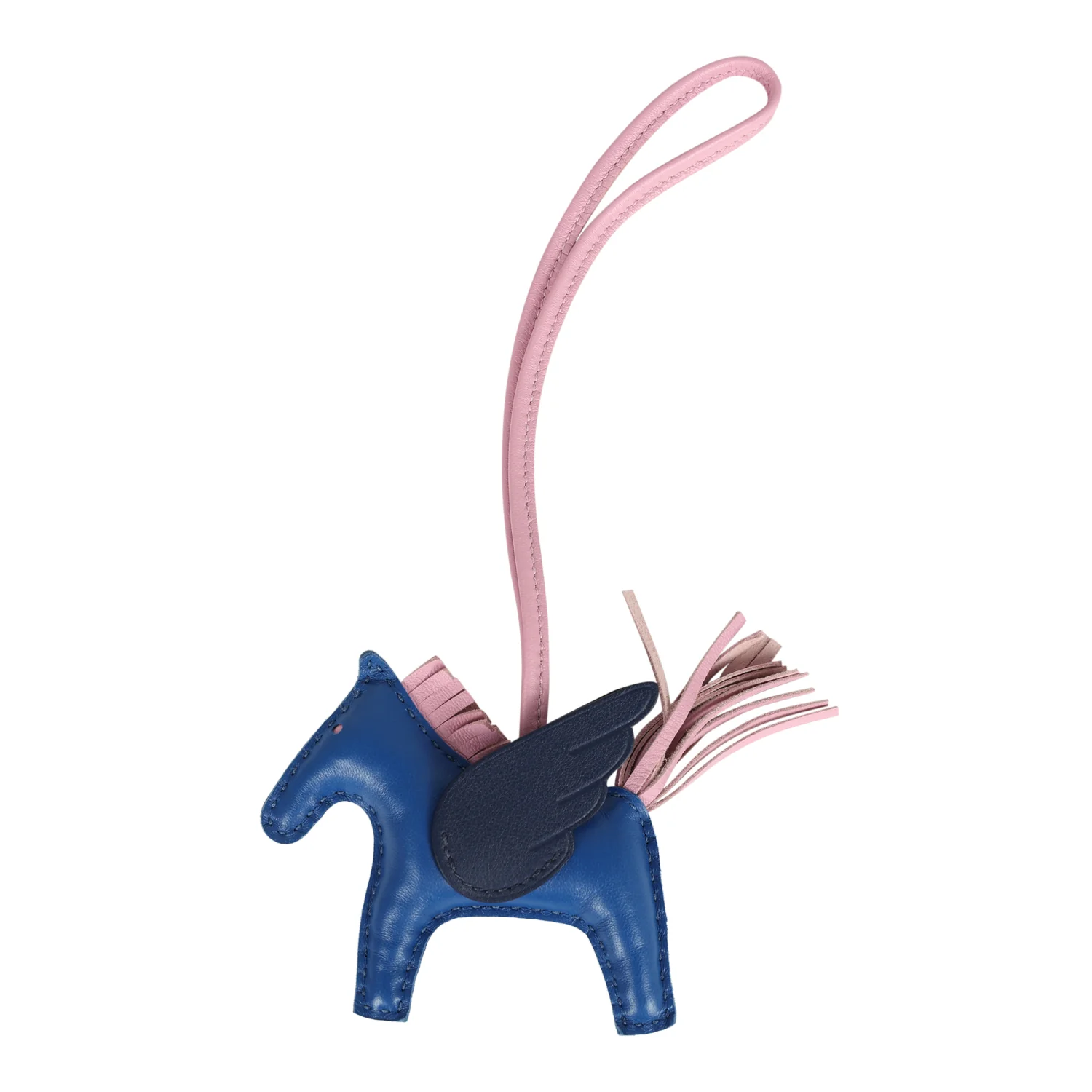 Hermes Pegase Rodeo Bag Charm PM Bleu France, Bleu Nuit & Mauve Sylvestre Milo Lambskin