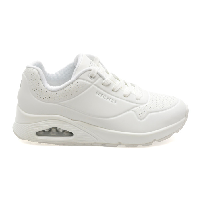 Pantofi sport SKECHERS albi, UNO, din piele ecologica