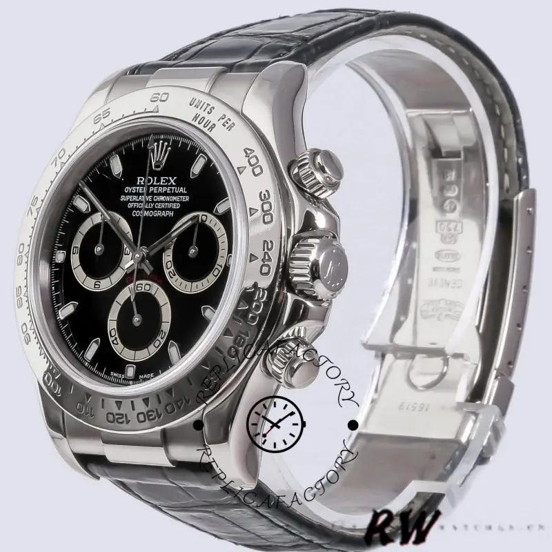 Rolex Daytona 116519 White Gold Black Dial 40mm Mens Replica Watch