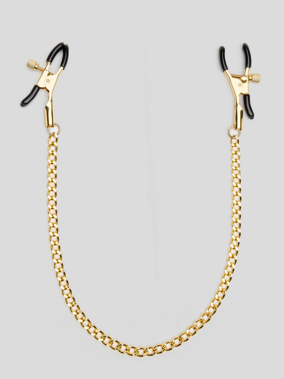 Bondage Boutique Adjustable Nipple Clamps with Gold Chain
